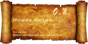 Ohrabka Mariann névjegykártya