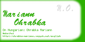 mariann ohrabka business card